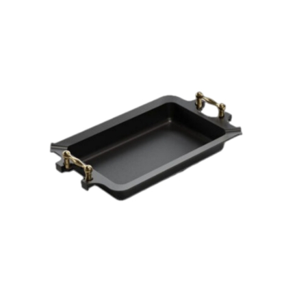 تصویر  ماهیتابه مستطیل دسته برنجی نچسب AMT سایز 35