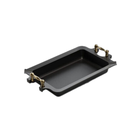 تصویر  ماهیتابه مستطیل دسته برنجی نچسب AMT سایز 35