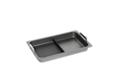 تصویر  ماهیتابه مستطیل دسته استیل دوخانه گریل نچسب AMT سایز 53