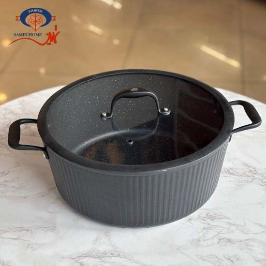 تصویر  قابلمه دور سیلیکون مشکی kzp کالکشن آلما لاکچری سایز ۳۲