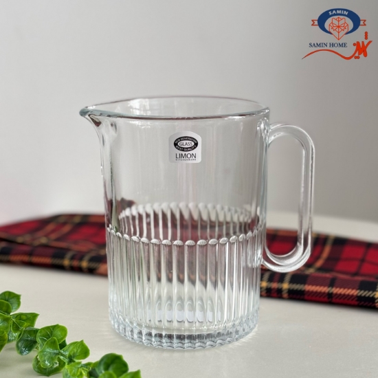 تصویر  پارچ شیشه ای شیاردار لیمون